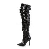 Musta Paljetit 13 cm COURTLY-3011 Pleaser Ylipolvensaappaat