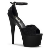 Musta Satiini 18 cm Pleaser ADORE-768 Platform Korkokengill