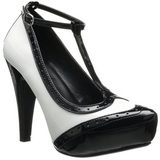Musta Valkoiset 11,5 cm retro vintage BETTIE-22 naisten kengät korkeat korko