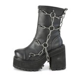 Musta Vegan 12 cm ASSAULT-66 lolita platform korkoiset nilkkurit naiset