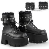 Musta Vegan 9 cm ASHES-57 lolita platform korkoiset nilkkurit naiset