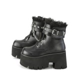 Musta Vegan 9 cm ASHES-57 lolita platform korkoiset nilkkurit naiset