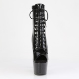 Musta glitterit 18 cm peep toe korolliset korkokenk nilkkurit platform