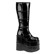 Musta vinyyli 18 cm STACK-301 demonia saappaat - unisex cyberpunk saappaat