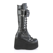 Mustat Vegan 11,5 cm DemoniaCult KERA-200 gootti platform saappaat