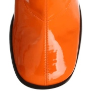 Oranssi kiiltonahkasaappaat kantapään lohko 7,5 cm - 70 luku korkosaappaat hippi disko gogo
