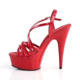 Punaiset 15 cm Pleaser DELIGHT-613 Korkeakorkoiset platform sandaletit