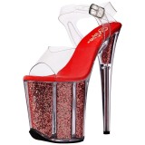 Punaiset 20 cm FLAMINGO-808G Glitter Platform Korkokengill