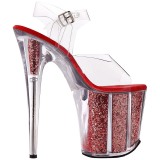 Punaiset 20 cm FLAMINGO-808G Glitter Platform Korkokengill