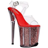 Punaiset 20 cm FLAMINGO-808G Glitter Platform Korkokengill