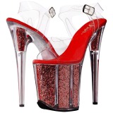 Punaiset 20 cm FLAMINGO-808G Glitter Platform Korkokengill