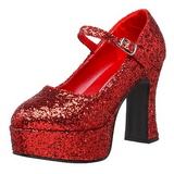 Punaiset Glitter 11 cm MARYJANE-50G Platform Avokkaat Mary Jane