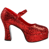 Punaiset Glitter 11 cm MARYJANE-50G Platform Avokkaat Mary Jane