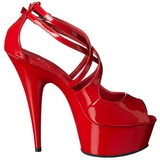 Punaiset Kiiltonahkaiset 15 cm Pleaser DELIGHT-612 Platform Avokkaat Kengt