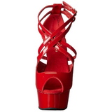 Punaiset Kiiltonahkaiset 15 cm Pleaser DELIGHT-612 Platform Avokkaat Kengt