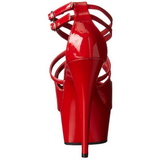 Punaiset Kiiltonahkaiset 15 cm Pleaser DELIGHT-612 Platform Avokkaat Kengt