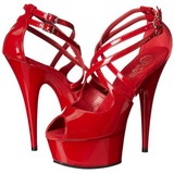Punaiset Kiiltonahkaiset 15 cm Pleaser DELIGHT-612 Platform Avokkaat Kengt