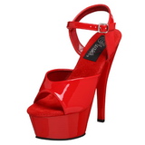 Punaiset Kiiltonahkaiset 15 cm Pleaser KISS-209 Platform Korkosandaalit