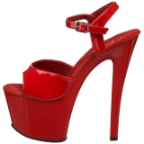 Punaiset Kiiltonahkaiset 18 cm Pleaser SKY-309 Platform Korkosandaalit