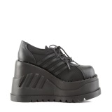 STOMP-08 mustat kiilakorko nauhakengt naisten 12 cm kiila platform