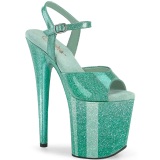 Siniturkoosi 20 cm FLAMINGO-809GP glitter platform sandaalit naisten