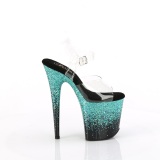 Siniturkoosi 20 cm FLAMINGO glitter platform sandaalit naisten