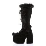 Tekoturkista paksu korko goth 13 cm korkokengt chunky platform saappaat mustat