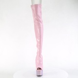 Vaaleanpunaiset 18 cm BEJ-3011-7 Hologrammi platform overknee saappaat