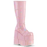 Vaaleanpunaiset 18 cm STACK-301 demonia saappaat - unisex cyberpunk saappaat