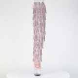 Vaaleanpunaiset 18 cm pole dance exotic overknee saappaat strassisomisteiset hapsuilla