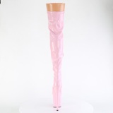 Vaaleanpunaiset 20 cm FLAMINGO-3000HWR Hologrammi platform overknee saappaat