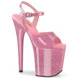 Vaaleanpunaiset 20 cm FLAMINGO-809GP glitter platform korkokengt naisten