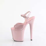 Vaaleanpunaiset 20 cm FLAMINGO-809GP glitter platform korkokengt naisten