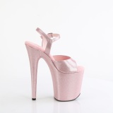 Vaaleanpunaiset 20 cm FLAMINGO-809GP glitter platform korkokengt naisten