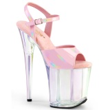 Vaaleanpunaiset 20 cm FLAMINGO-809HT Hologrammi platform korkokengt naisten