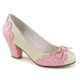Vaaleanpunaiset 6,5 cm retro vintage WIGGLE-17 Pinup avokkaat kengät paksu korko