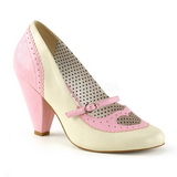 Vaaleanpunaiset 9,5 cm retro vintage POPPY-18 Pinup avokkaat kengät alhainen korot