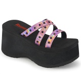 Vaaleanpunaiset 9 cm DEMONIA FUNN-19 gotiikka platform puukengt