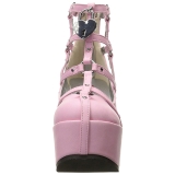 Vaaleanpunaiset Keinonahka 13 cm POISON-25-2 lolita nilkkurit kiila platform