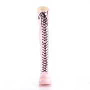 Vaaleanpunaiset Kiiltonahka 11,5 cm SHAKER-374 nauhalliset ylipolvensaappaat