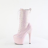 Vaaleanpunaiset glitterit 18 cm ADORE-1040IG korolliset korkokenkä nilkkurit platform