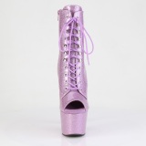Vaaleanpunaiset glitterit 18 cm peep toe korolliset korkokenk nilkkurit platform