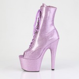 Vaaleanpunaiset glitterit 18 cm peep toe korolliset korkokenk nilkkurit platform