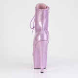 Vaaleanpunaiset glitterit 18 cm peep toe korolliset korkokenk nilkkurit platform