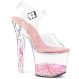 Vaaleanpunaiset kimalle 18 cm LOVESICK-708GH tankotanssi kengt