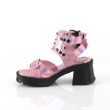 Vaaleanpunaiset paksu korko 7 cm DemoniaCult BRATTY-07 chunky platform sandaalit