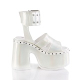 Valkoiset 12,5 cm Demonia CAMEL-102 lolita sandaalit platform