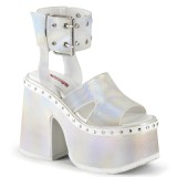Valkoiset 13 cm Demonia CAMEL-102 lolita sandaalit platform