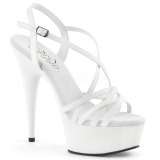 Valkoiset 15 cm Pleaser DELIGHT-613 Korkeakorkoiset platform sandaletit