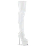 Valkoiset 18 cm ADORE-3000HWR Hologrammi platform overknee saappaat